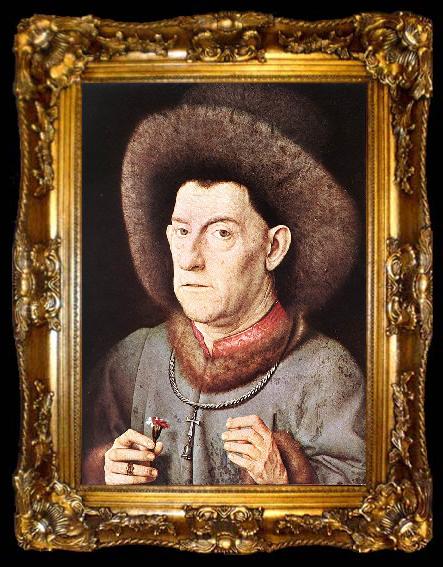 framed  EYCK, Jan van Portrait of a Man with Carnation re, ta009-2